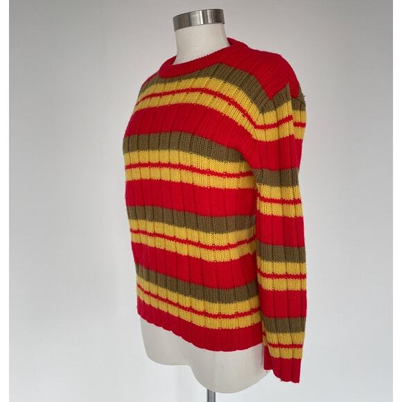 Vintage 60's Striped Knit Sweater / GARLAND RUGGLESPUN / S/M / Mod Retro - Picture 4 of 9